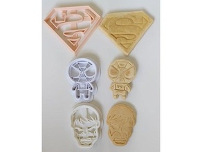 cute superhero cookie cutters 3d print model - Mito3D