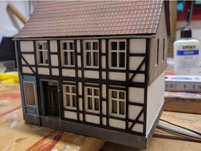 fachwerkhaus half timbered Haus 1 87 h0 187 Gebäude Spur Rahmen Modell 3d print model - Mito3D