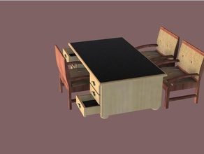 miniatura escritorio sillas silla cajones mini oficina 3d print model - Mito3D