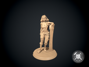 carpenter female - robinson crusoe 28mm adventure asseccory boardgame character craftsman dnd fantasy figure girl human marker miniature roleplaying rpg stranded tabletop token tough woman woodworker worker 3d print model - Mito3D