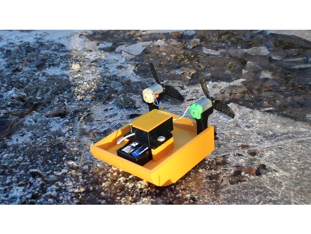 pequeña rc hidrodeslizador mini barco coche vehiculo remoto revisado 3D print model - Mito3D