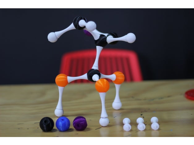 chimie atome modèle molymod 3d moléculaire imprimante éducation éducatif jouet cloche molécule science vapeur tige tinkercad 3D print model - Mito3D