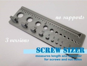 screw sizer - metric screws nuts bolts measure jig screew tools woodworking 3d print model - Mito3D