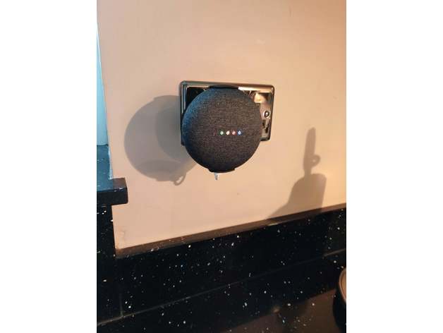 google mini nest wall mount power socket mounted 3D print model - Mito3D
