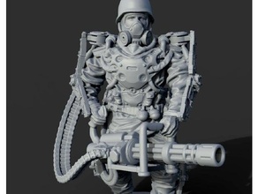 sci fi soldier 40k miniature minigun scifi sculpture starwars wargame wargaming warhammer 3d print model - Mito3D