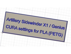artilharia sidewinder x1 gênio cura configurações Evnovo swx1 definições parâmetro fatiador 3d print model - Mito3D