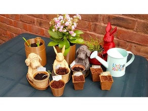 chien jardinier jouet pot planteur lapin jardin 3d print model - Mito3D