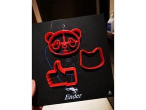 4 biscuit coupeurs chat coupeur Facebook Panda 3d print model - Mito3D