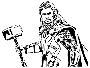 Thor pochoir 3 vengeur vengeurs fin jeu infini guerre Chris Hemsworth bandes dessinées Dieu héros foudre merveille logo norrois odin scandinave 3d print model - Mito3D