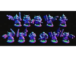 small scale space orc infantry helmets 10mm adeptus titanicus epic40k epic orks 3d print model - Mito3D