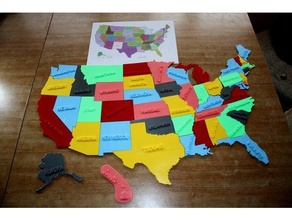 mapa Estados Unidos rompecabezas 3d educación 3d print model - Mito3D