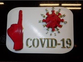 covid19 - sign coronavirus covid humor middle finger multicolor 3d print model - Mito3D