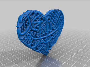 bellissimo cuore arabesco Arabo font Islam islamico kalima shahadah indossabile 3d print model - Mito3D