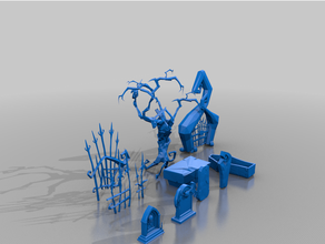 high fantasy graveyard - modular terrain 3d print model - Mito3D