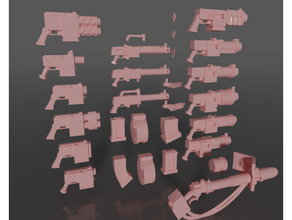ork rifles pistolas + foguete lançador escuro futuro tampo mesa jogos guerra 3d print model - Mito3D