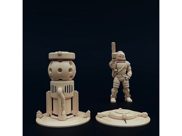 Roboter Schalldämpfer 28mm 30mm 32mm 40k Brettspiele Spiel Spiele Gaming Unendlichkeit Team töten Mannschaft Miniatur Miniaturen Nekromunda polymodular Rollenspiel streuen 3D print model - Mito3D