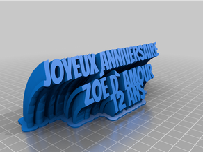 zoemy customized sweeping 2-line plate text 3d print model - Mito3D