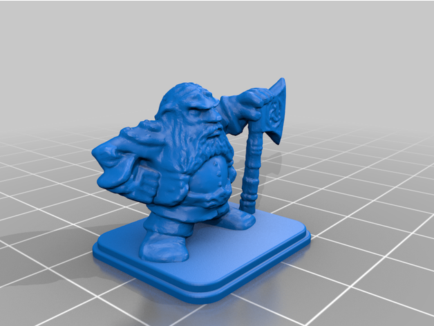 héroïque nain bataille hache 3D print model - Mito3D