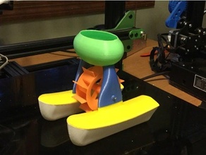water wheel toy boat gravity powered 3d print model - Mito3D