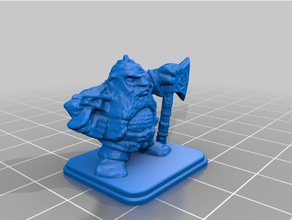 heroquest dwarf chainmail helmet battle axe 3d print model - Mito3D