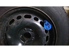clip-on tyre tags freecad tag tire tiretag tyretag wheel wheeltag 3d print model - Mito3D