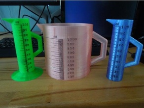 customizable measuring cylinder v2 customizer measure measurement tool cup volume 3d print model - Mito3D