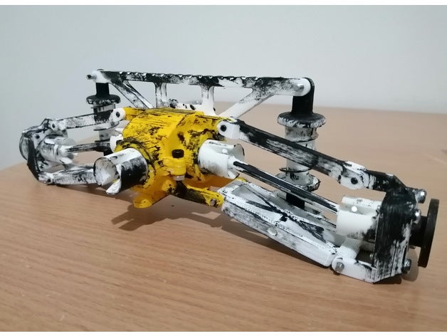 rc voiture arrière Assemblée petit chariot boîte vitesses suspension 3D print model - Mito3D