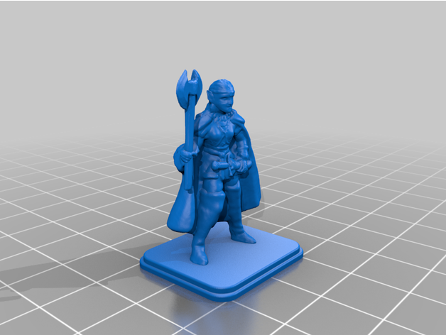 heroquest female elf battle axe 3D print model - Mito3D