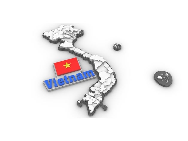 Karte Vietnam 3d anti chinese Flaggschiff 3D print model - Mito3D