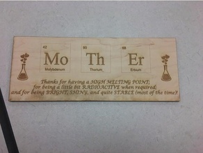 mother chemistry laser cut plaque 3d print model - Mito3D
