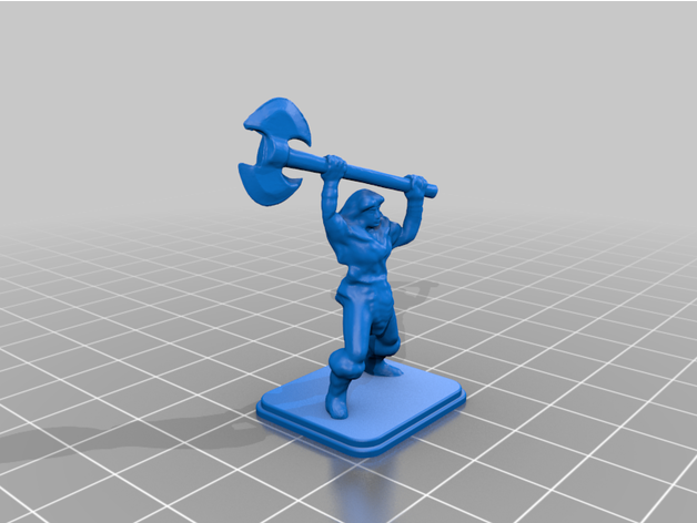 heroquest femmina barbaro battaglia ascia 3D print model - Mito3D