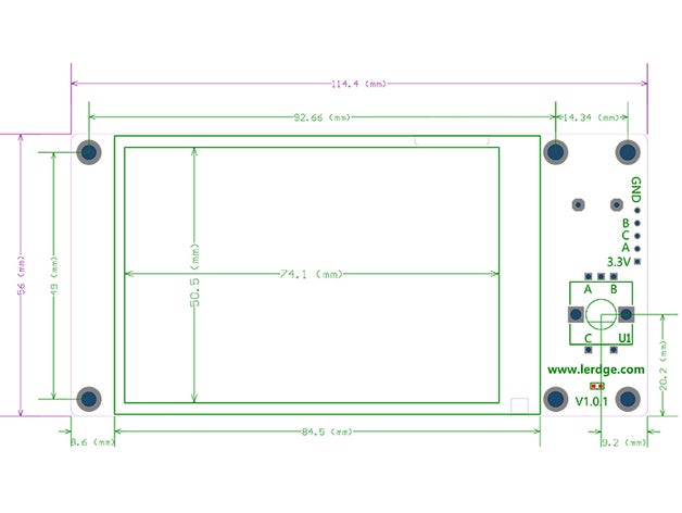 128x80x32 Box lerdge Bildschirm 3D print model - Mito3D