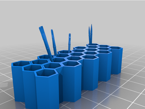 esagono spazzola organizzatore modulare spazzole trucco pittura 3d print model - Mito3D