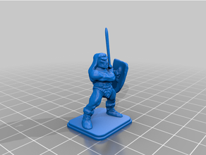 Heldenquest Barbar Schild breit Schwert 3d print model - Mito3D