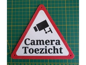 Sécurité caméra avertissement signe monter 3d print model - Mito3D