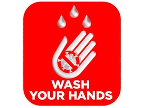 covid wash symbol plaque alert coronavirus covid covid-19 covid 19 disinfection hand lavar manos plaque sign signal stand symbol wash 3d print model - Mito3D