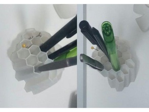 honeycomb wall mounted pen holder 3d print model - Mito3D