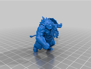 chaos dwarf minotaur - anvils doom beastmen bloodbowl dwarfs miniature wargaming warhammer 3d print model - Mito3D
