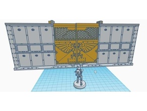 fixed wall sliding imperial gate walls 28mm 40k aquila space marines terrain warhammer warhammer40k 3d print model - Mito3D