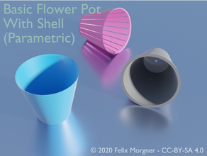 base fiore pentola conchiglia parametrico deco vaso fiori giardino fioriera fioriere 3d print model - Mito3D