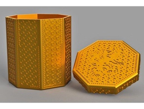 octogonal caixa caso bainha recipiente decorado leão caneta suporte redimensionável loja texturizado 3d print model - Mito3D