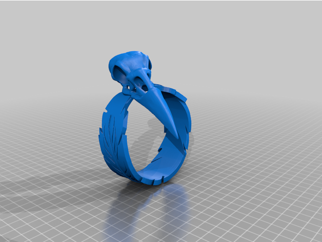 Raven anel Corvo pássaro crânio 3D print model - Mito3D