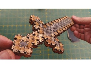 3d puzzle laser tagliare 3mm compensato Taglio taglio incisore Minecraft spada 3d print model - Mito3D