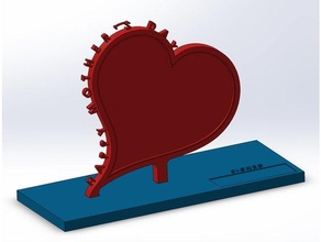 happy mother's day custom heart frame & base 3d print model - Mito3D