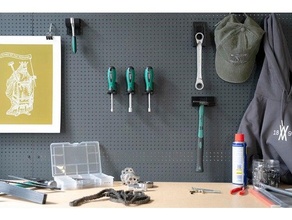 tool holder single screwdriver 061 screws peg board enable 3d hand tools pegboard mount organizer storage werkzeughalter werkzeugwand wiesemann wiesemann1893 3d print model - Mito3D