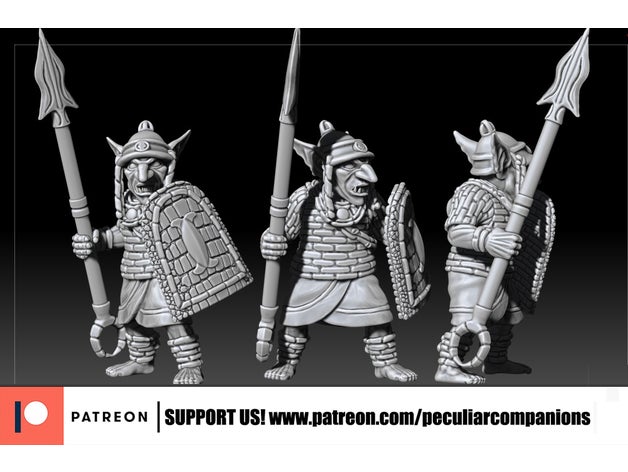 goblin spearmen - tribal african 28mm fantasy miniatures patreon wargames wargaming 3D print model - Mito3D