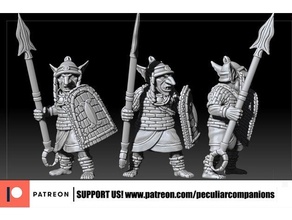 goblin spearmen - tribal african 28mm fantasy miniatures patreon wargames wargaming 3d print model - Mito3D