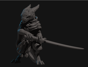 kobold kensei monk miniature barbarian dungeons dragons fantasy fighter samurai tabletop 3d print model - Mito3D