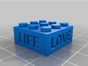 love life - lego compatible text brick customized 3d print model - Mito3D
