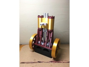 cilindro vertical trabalhando Duplo atuação vapor motor 3d print model - Mito3D